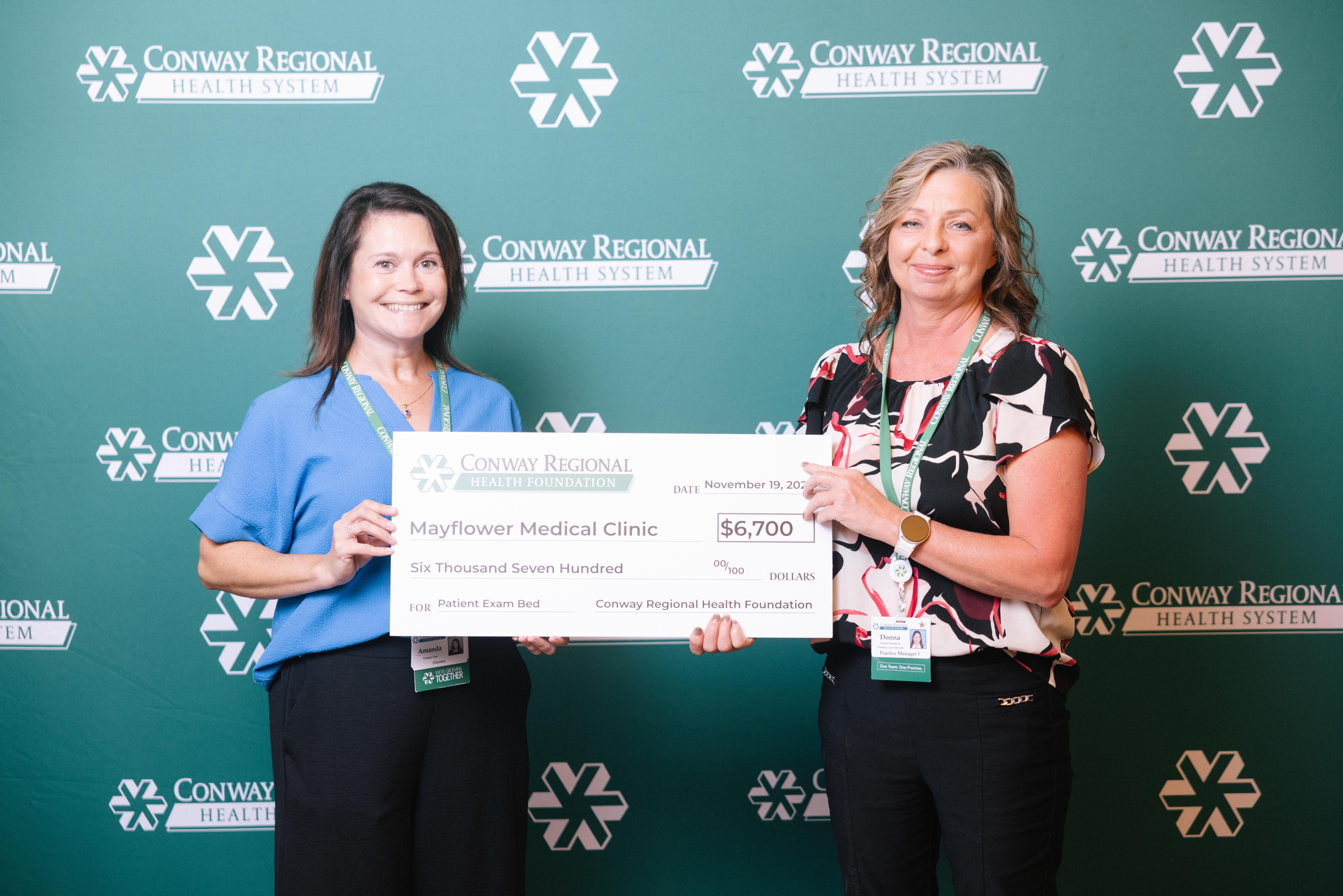 A grant for $6,700 was awarded for a new patient exam bed at Mayflower Medical Clinic.