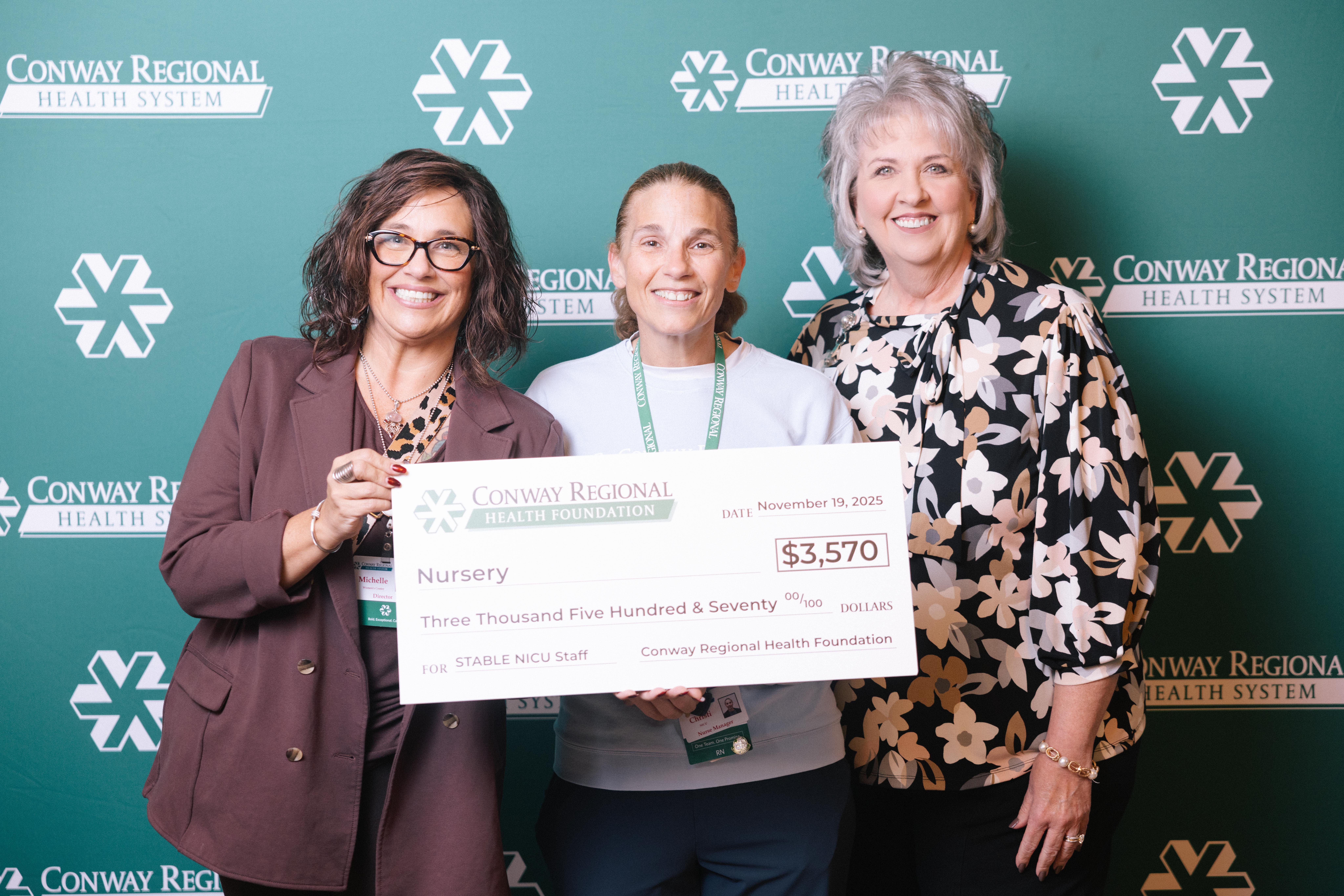 More than $3,500 was awarded to the Conway Regional Nursery for staff training.